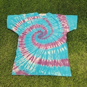 Vintage Spiral Tie-Dye Shirt Womens L/XL 20x25 Blue Purple